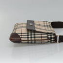 BURBERRY Nova Check Shoulder Bag Canvas Beige Silver Auth ep9235-5