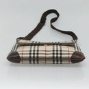 BURBERRY Nova Check Shoulder Bag Canvas Beige Silver Auth ep9235-9