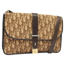 Christian Dior Trotter Canvas Shoulder Bag Brown Gold Auth ep9243-1