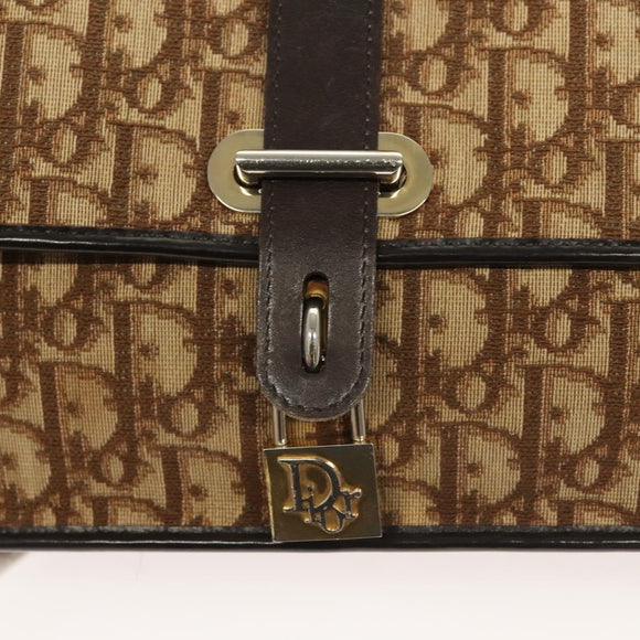 Christian Dior Trotter Canvas Shoulder Bag Brown Gold Auth ep9243