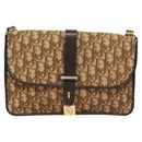 Christian Dior Trotter Canvas Shoulder Bag Brown Gold Auth ep9243-13