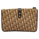 Christian Dior Trotter Canvas Shoulder Bag Brown Gold Auth ep9243-3