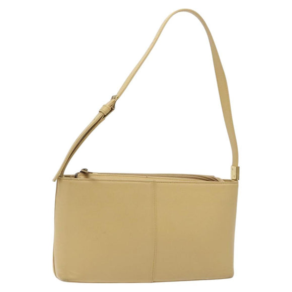 BURBERRY Shoulder Bag Leather Beige Gold Auth ep9244