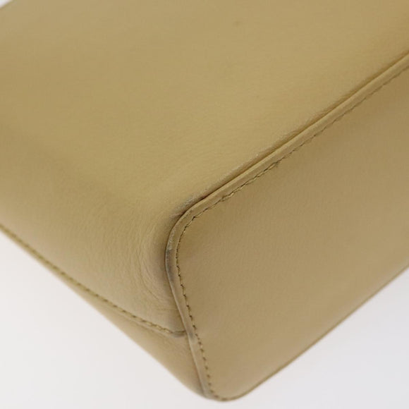 BURBERRY Shoulder Bag Leather Beige Gold Auth ep9244