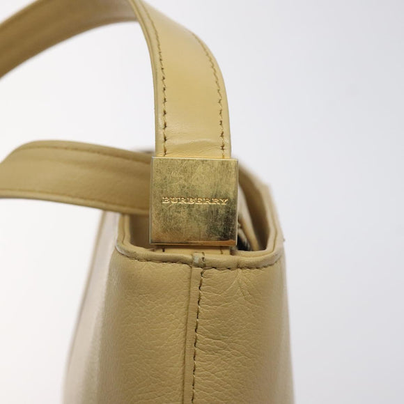 BURBERRY Shoulder Bag Leather Beige Gold Auth ep9244