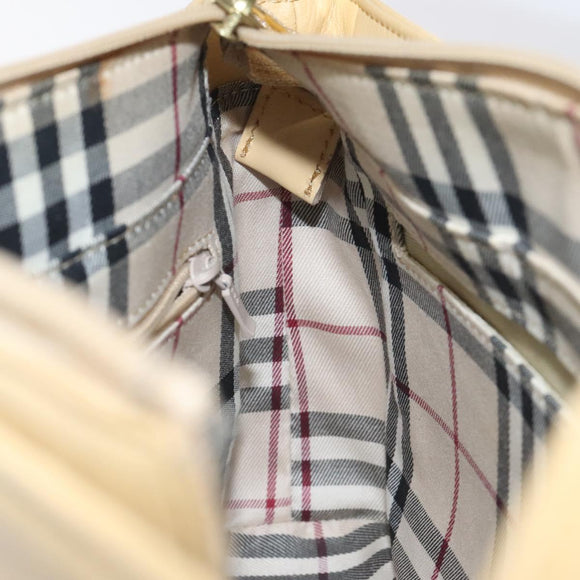 BURBERRY Shoulder Bag Leather Beige Gold Auth ep9244