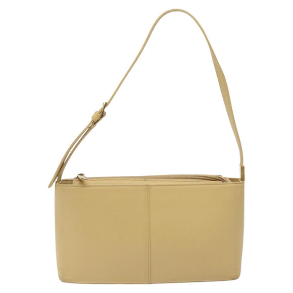 BURBERRY Shoulder Bag Leather Beige Gold Auth ep9244