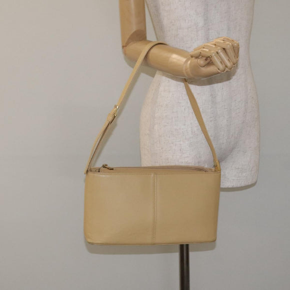 BURBERRY Shoulder Bag Leather Beige Gold Auth ep9244