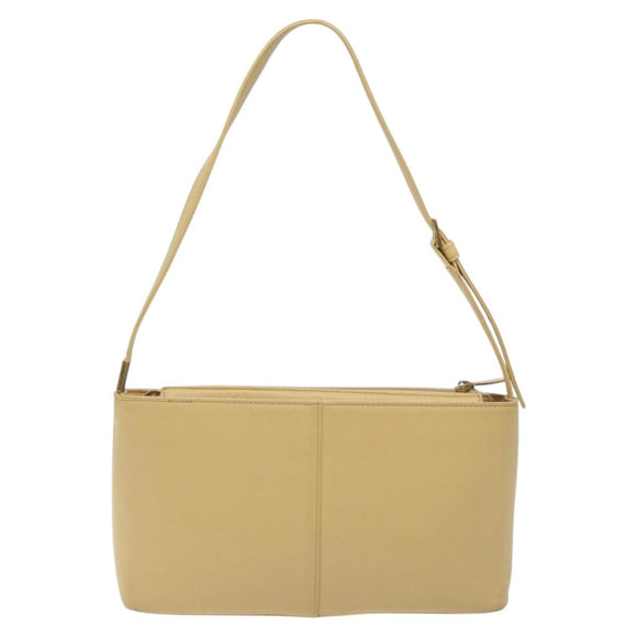 BURBERRY Shoulder Bag Leather Beige Gold Auth ep9244