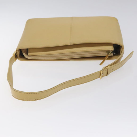 BURBERRY Shoulder Bag Leather Beige Gold Auth ep9244