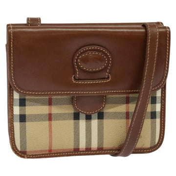 Burberrys Nova Check Shoulder Bag PVC Beige Gold Auth ep9252