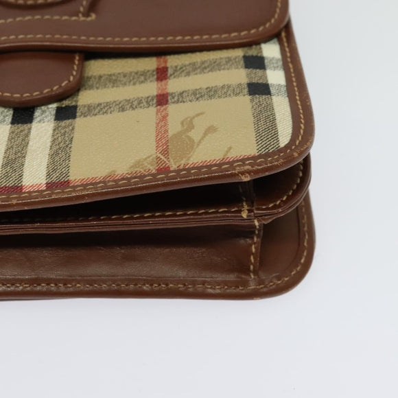 Burberrys Nova Check Shoulder Bag PVC Beige Gold Auth ep9252