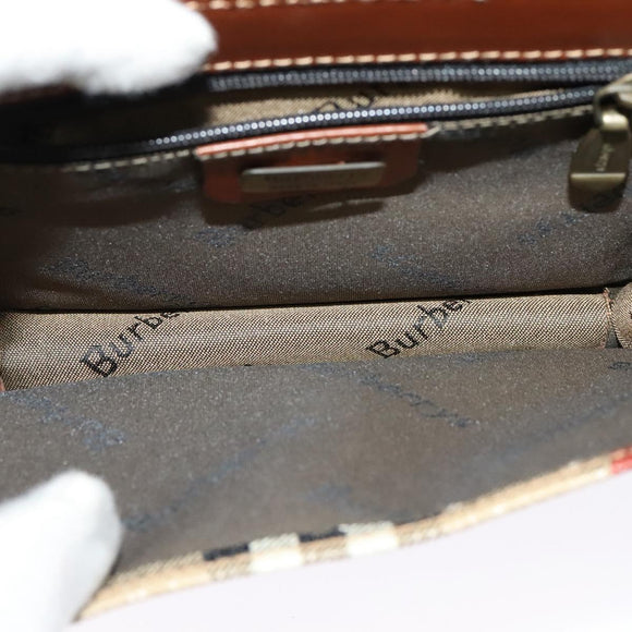 Burberrys Nova Check Shoulder Bag PVC Beige Gold Auth ep9252