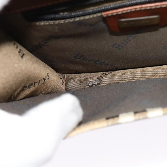 Burberrys Nova Check Shoulder Bag PVC Beige Gold Auth ep9252