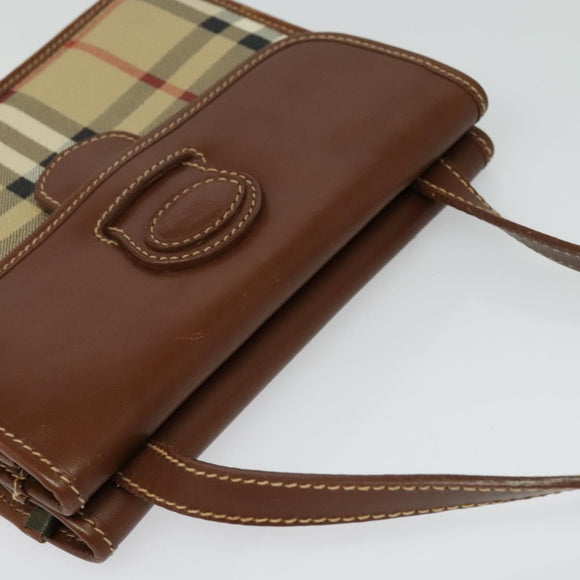 Burberrys Nova Check Shoulder Bag PVC Beige Gold Auth ep9252