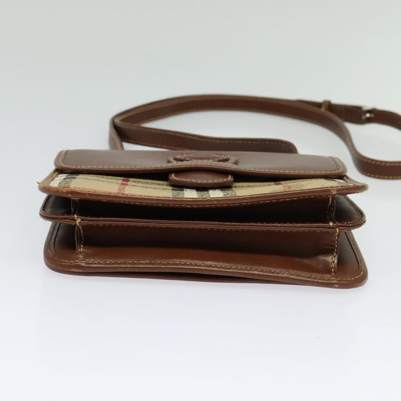 Burberrys Nova Check Shoulder Bag PVC Beige Gold Auth ep9252