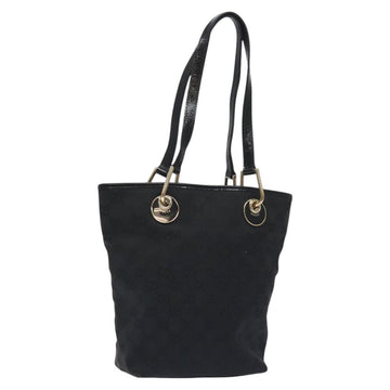GUCCI GG Canvas Tote Bag Black Gold 120840 Auth ep9254