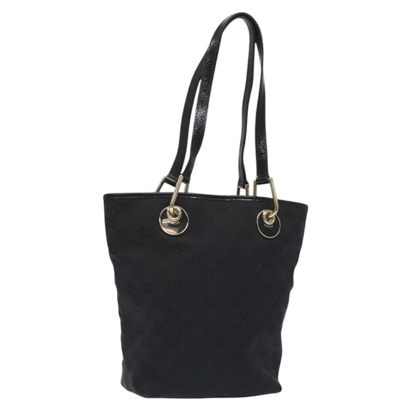 GUCCI GG Canvas Tote Bag Black Gold 120840 Auth ep9254