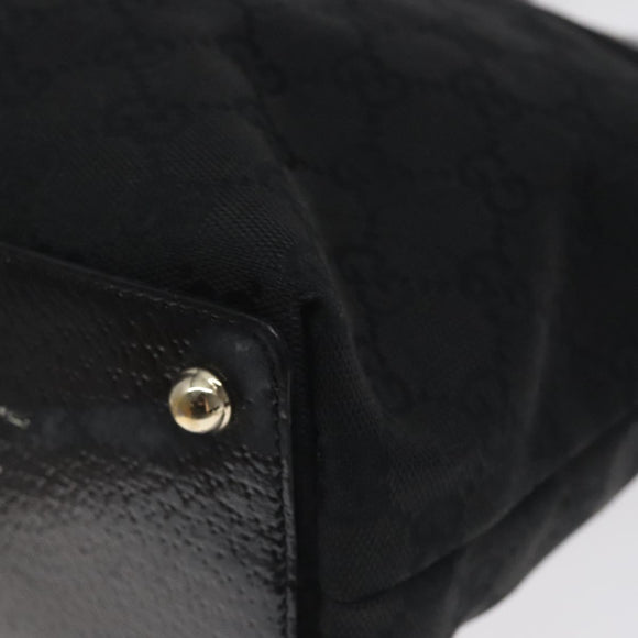 GUCCI GG Canvas Tote Bag Black Gold 120840 Auth ep9254