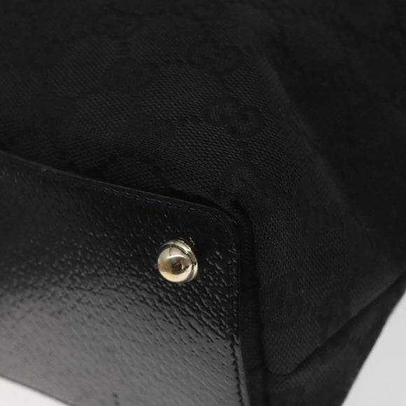 GUCCI GG Canvas Tote Bag Black Gold 120840 Auth ep9254