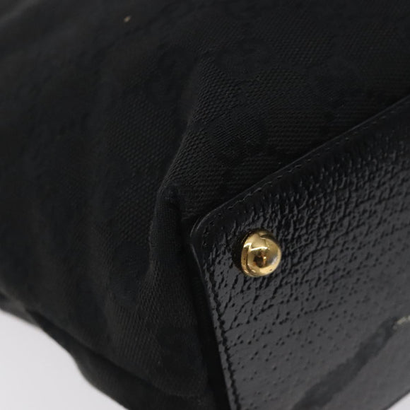 GUCCI GG Canvas Tote Bag Black Gold 120840 Auth ep9254