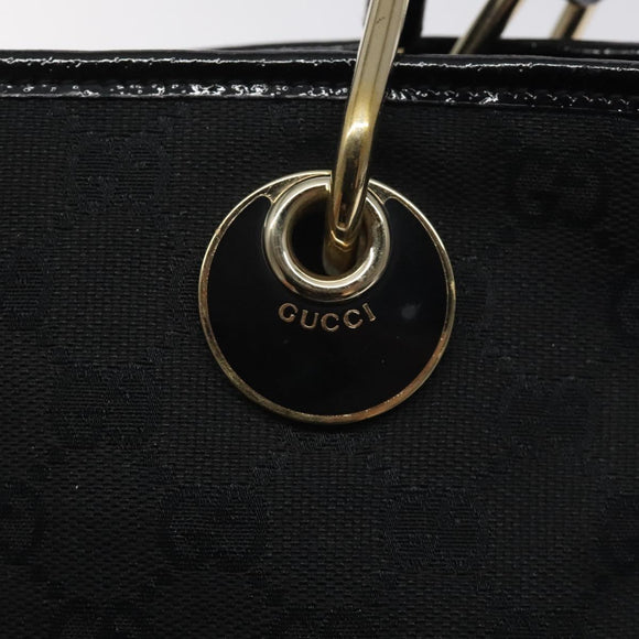 GUCCI GG Canvas Tote Bag Black Gold 120840 Auth ep9254