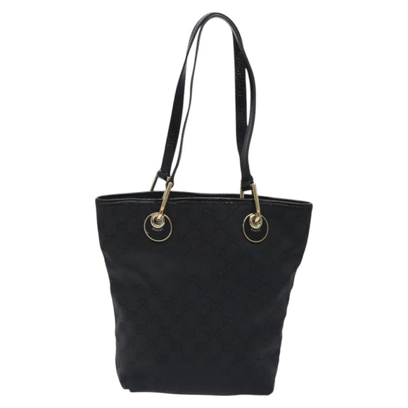 GUCCI GG Canvas Tote Bag Black Gold 120840 Auth ep9254