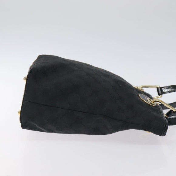 GUCCI GG Canvas Tote Bag Black Gold 120840 Auth ep9254