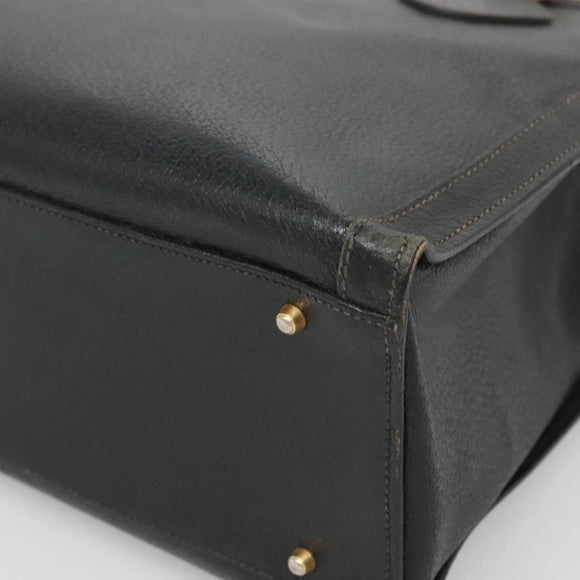 GUCCI Bamboo Hand Bag Leather Black Gold 002 1186 0260 Auth ep9257