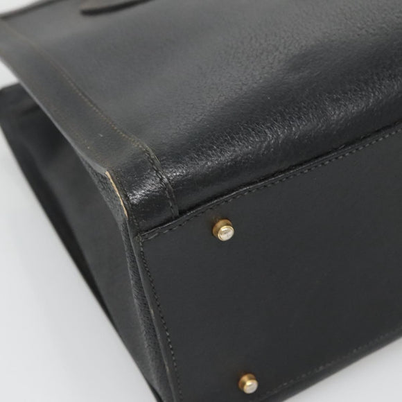 GUCCI Bamboo Hand Bag Leather Black Gold 002 1186 0260 Auth ep9257