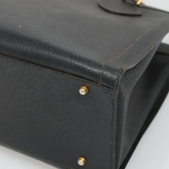 GUCCI Bamboo Hand Bag Leather Black Gold 002 1186 0260 Auth ep9257