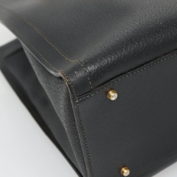 GUCCI Bamboo Hand Bag Leather Black Gold 002 1186 0260 Auth ep9257