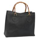 GUCCI Bamboo Hand Bag Leather Black Gold 002 1186 0260 Auth ep9257-1