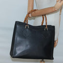 GUCCI Bamboo Hand Bag Leather Black Gold 002 1186 0260 Auth ep9257-22