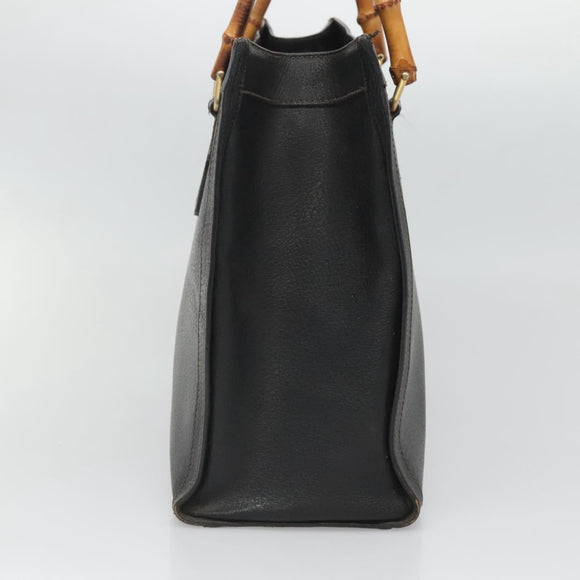 GUCCI Bamboo Hand Bag Leather Black Gold 002 1186 0260 Auth ep9257