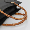 GUCCI Bamboo Hand Bag Leather Black Gold 002 1186 0260 Auth ep9257-7
