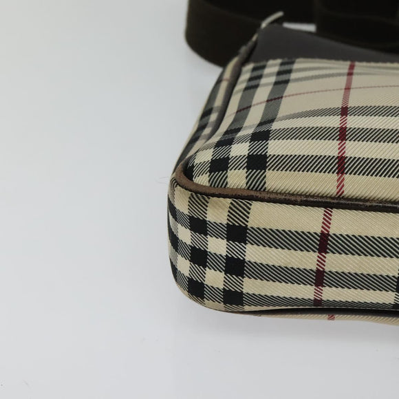 BURBERRY Nova Check Shoulder Bag Canvas Beige Silver Auth ep9259