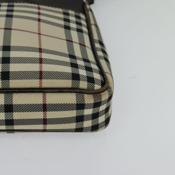 BURBERRY Nova Check Shoulder Bag Canvas Beige Silver Auth ep9259