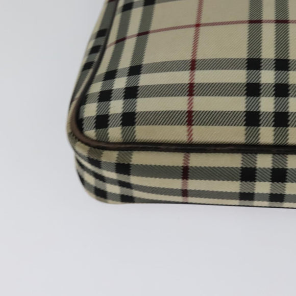 BURBERRY Nova Check Shoulder Bag Canvas Beige Silver Auth ep9259