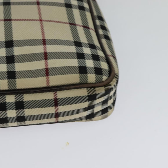 BURBERRY Nova Check Shoulder Bag Canvas Beige Silver Auth ep9259