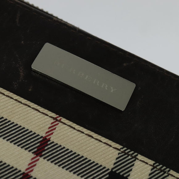 BURBERRY Nova Check Shoulder Bag Canvas Beige Silver Auth ep9259