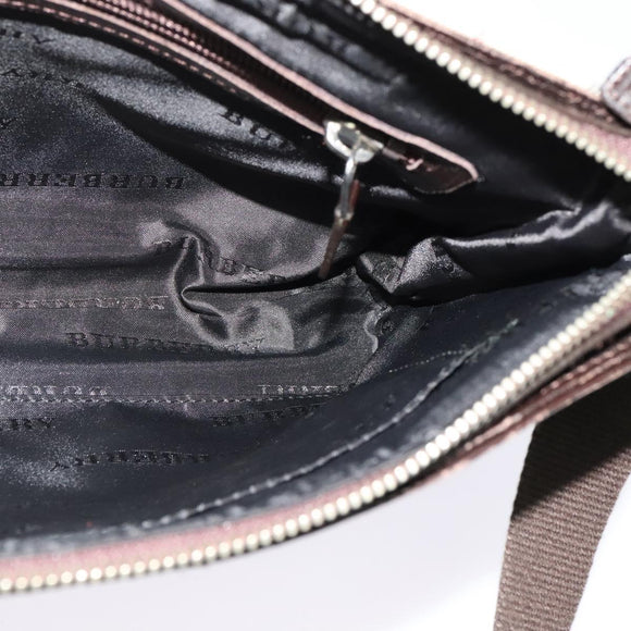 BURBERRY Nova Check Shoulder Bag Canvas Beige Silver Auth ep9259