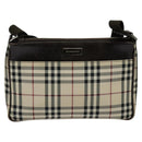 BURBERRY Nova Check Shoulder Bag Canvas Beige Silver Auth ep9259-13