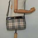 BURBERRY Nova Check Shoulder Bag Canvas Beige Silver Auth ep9259-20