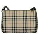 BURBERRY Nova Check Shoulder Bag Canvas Beige Silver Auth ep9259-2