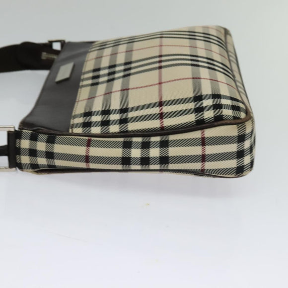 BURBERRY Nova Check Shoulder Bag Canvas Beige Silver Auth ep9259