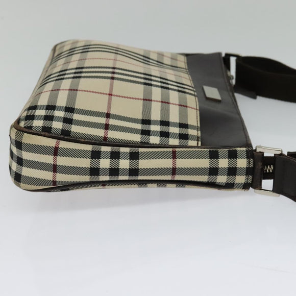 BURBERRY Nova Check Shoulder Bag Canvas Beige Silver Auth ep9259