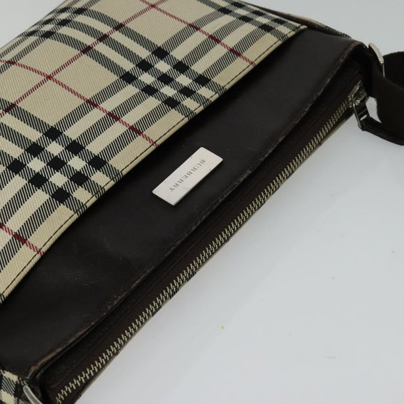 BURBERRY Nova Check Shoulder Bag Canvas Beige Silver Auth ep9259