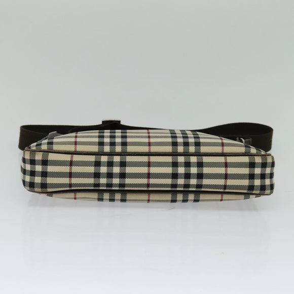 BURBERRY Nova Check Shoulder Bag Canvas Beige Silver Auth ep9259
