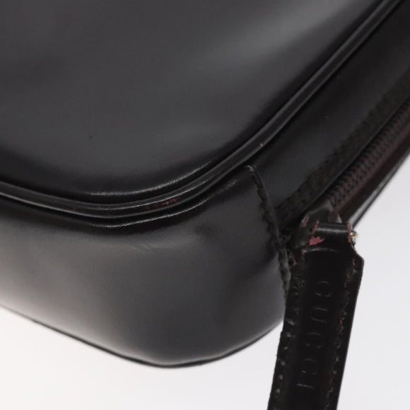 GUCCI Clutch Bag Leather Black Silver 018 0040 Auth ep9261